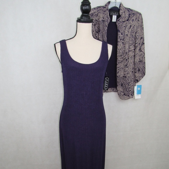 Alex Evenings 2 Pc Set Size 8 3/4 Slv Jacket Purpl - Picture 5 of 8